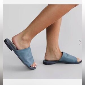 Free People Vicente Slide Sandals Blue Leather Size 36.5